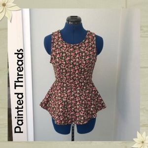 Painted Threads Floral Peplum Top